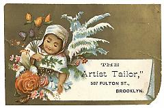 Tradecard. The Artist Tailor. 587 Fulton Street. Brooklyn, NY. Recto.