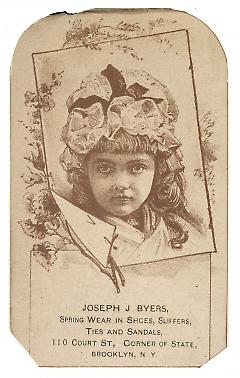 Tradecard. Joseph J. Byers Fine Shoes. 110 Court Street. Brooklyn, NY. Recto.