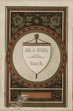 Tradecard. Joseph J. Byers. 110 Court Street. Brooklyn.