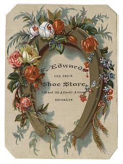 Tradecard. F. Edwards Fine Shoes. 166 & 168 Atlantic Ave. Brooklyn, NY. Recto.