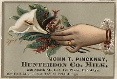 Tradecard. John T. Pinckney, Hunterdon Company. 340 Smith Street. Brooklyn.