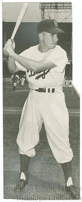 Pee Wee Reese in batting stance]