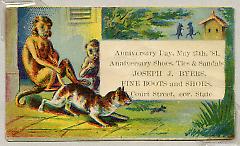Tradecard. Joseph J. Byers. Fine Boots and Shoes. 110 Court St. Brooklyn, NY. Recto.