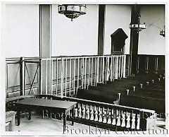 [View towards rear of courtroom in Central Courts Building at 120 Schermerhorn Street]